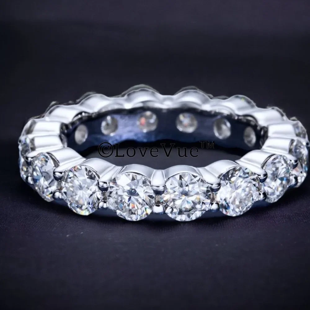 3mm Diamond Brilliant Cut Full Eternity Wedding Engagement Band Ring - Picture 5 of 14